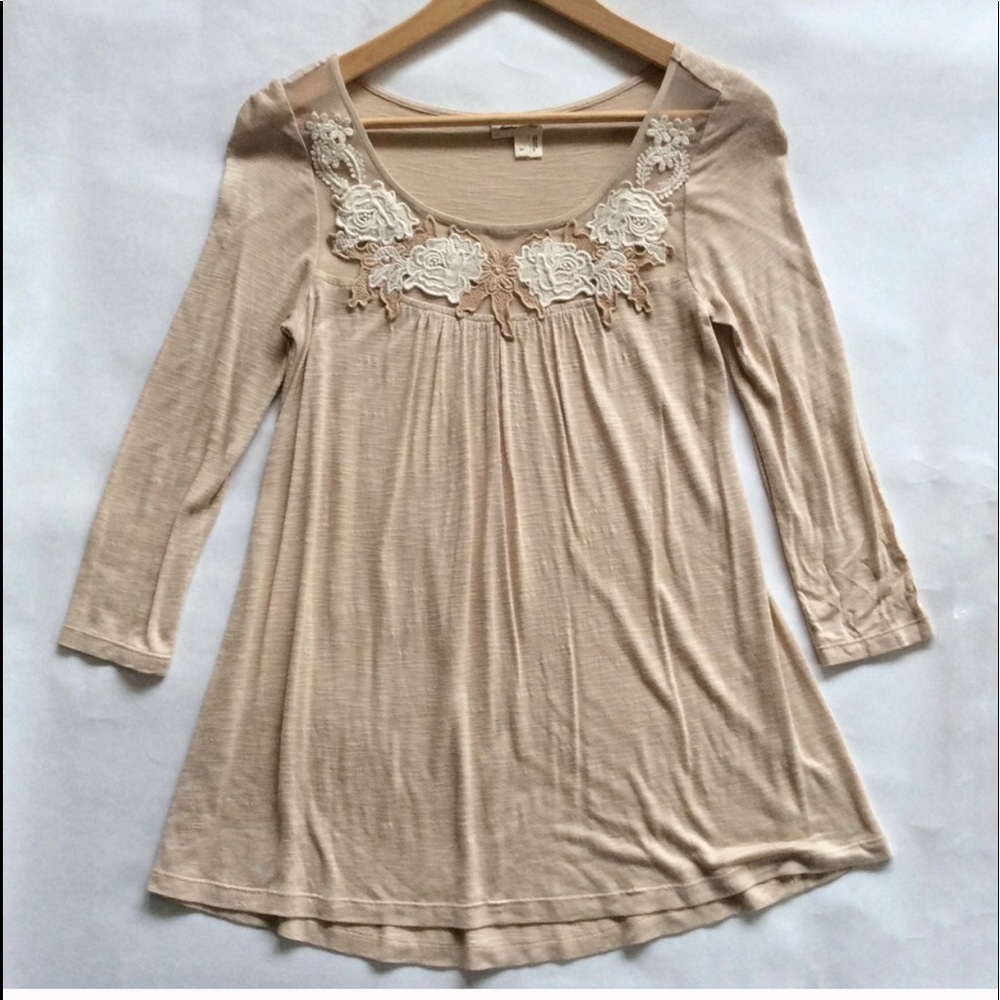 Meadow Rue Beige Floral Tunic